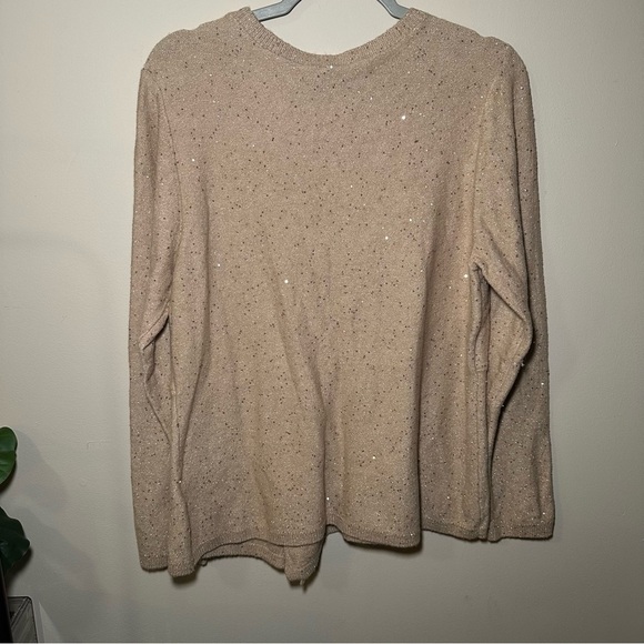 Donna Karan Beige Sequin Knit Side Knot Sweater Top Size XL - Picture 14 of 16